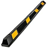 Fullstop Vehicle Parking Block, Black Commercial Heavy Duty Rubber Curb with 8 ScatterGlass Reflective Yellow Targets for Car, Truck, RV and Trailer Stop Aid, 72 Inches Long x 4 Inches High