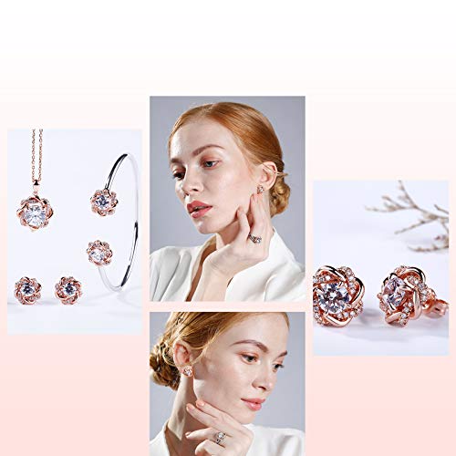 Jeulia NO Flower Rose Gold Plated Earrings 925 Sterling Silver Cushion Cut Cubic Zirconia Stud Earrings thumb #6
