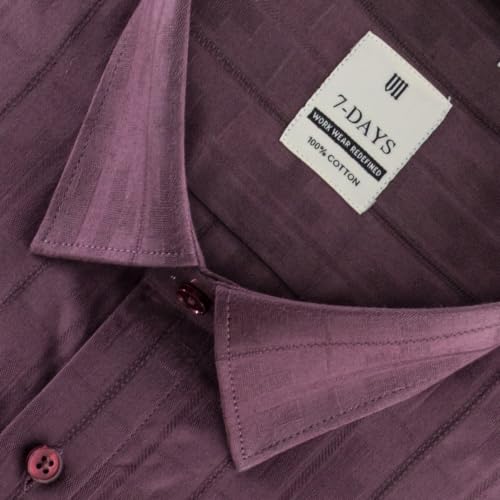 Image of 7-DAYS Men's Premium Formal Shirts - Regular Fit, Full Sleeve, 100% Pure Cotton, Self-Design, with Pocket - Stylish Office Shirts for Men