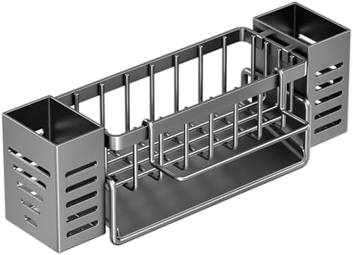 304 Stainless Steel Sponge Holder for Kitchen Sink, Kitchen Sink Organizer ,Sponges Soap Dispenserand Storage Essentials.