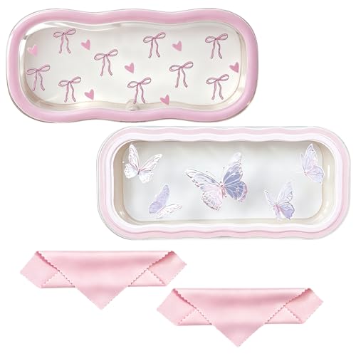Image of Glasses Case Hard Shell, Clear Eyeglass Case, Cute Holder for Sunglasses and Reading Glasses