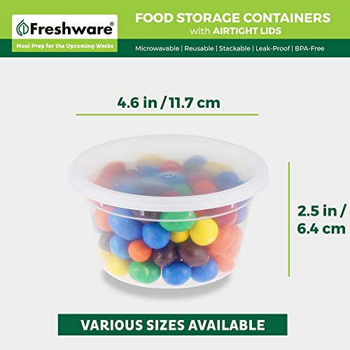 Freshware Food Storage Containers [240 Set] 12 oz Plastic Deli Containers with Lids, Slime, Soup, Meal Prep Containers, BPA Free, Stackable, Leakproof, Microwave, Dishwasher and Freezer Safe