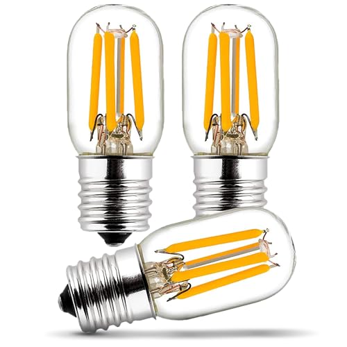 BlueStars E17 T7 LED Bulb 2W 120V (25W Equivalent), 2700K Warm White, 220lm for Microwave Oven, Range Hood, Refrigerator, Appliance Replacement Bulbs - 3 Packs