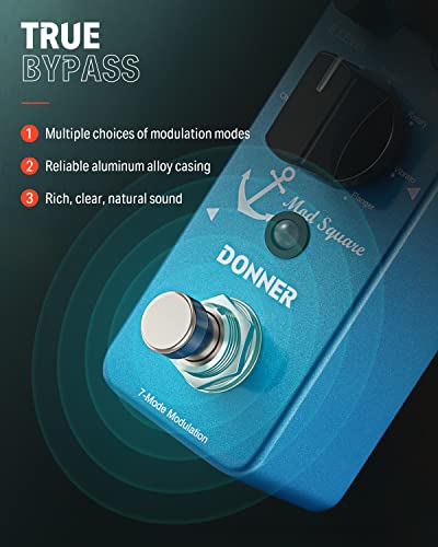Donner Pédale à Effet Modulation 7-Mode Chorus, Phaser, Tremolo, Rotary, Vibrato, Flanger, Bleu - Les Beatles, Paul McCartney, John Lennon, RIngo Starr, George Harrison Donner Pédale à Effet Modulation 7-Mode Chorus, Phaser, Tremolo, Rotary, Vibrato, Flanger, Bleu – Image 6