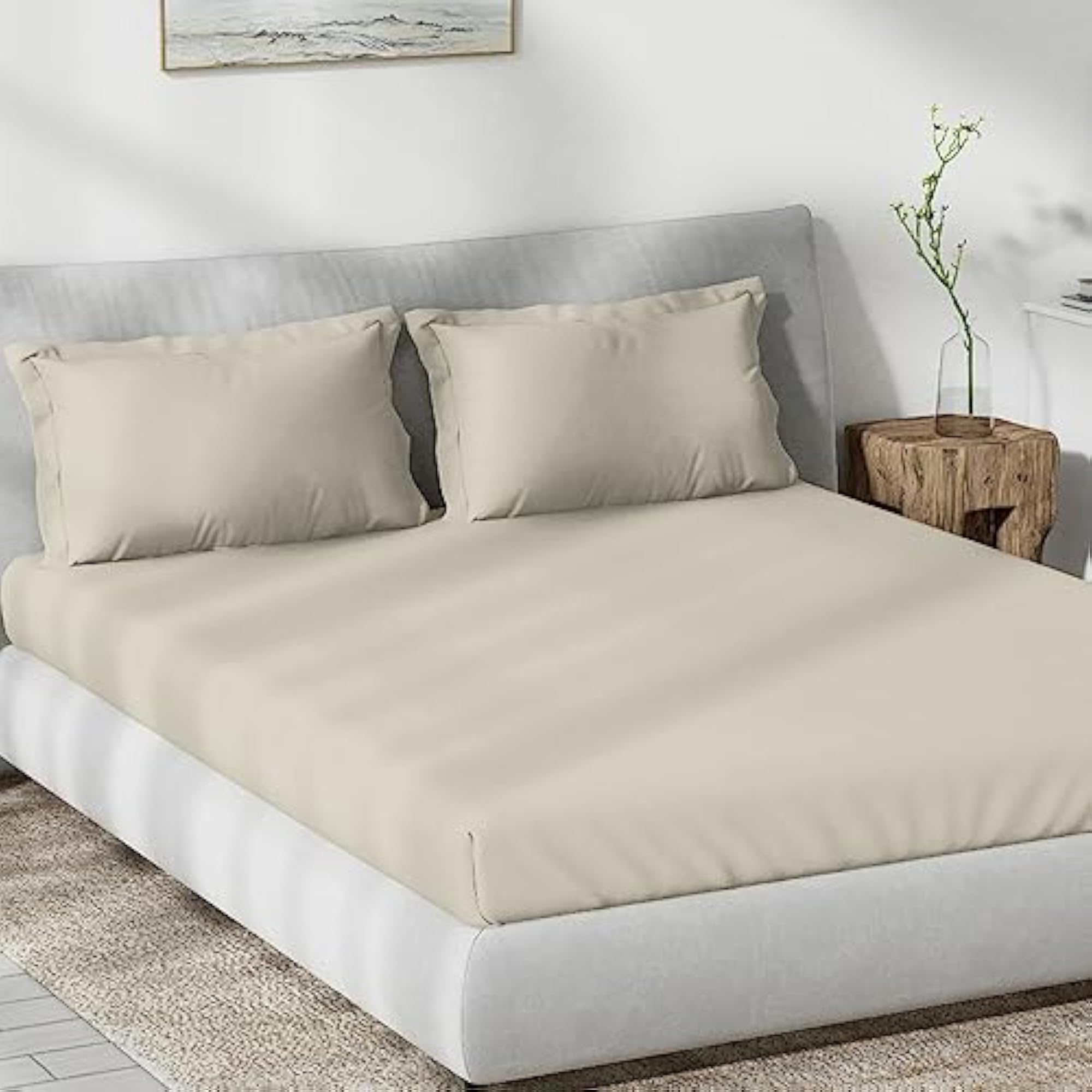 Dyed Cotton Double Bedsheet with 2 Pillow Covers - Grey
