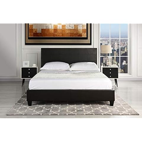 Casa Andrea Milano Classic Faux Leather Dark Brown Platform Bed Frame (Twin) Cover