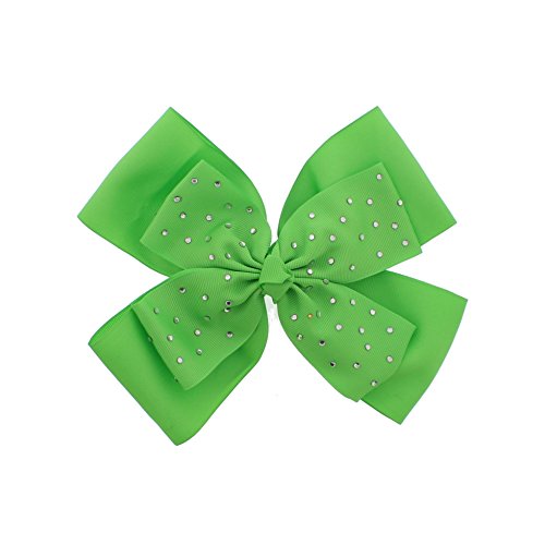 Zac's Alter Ego - Fiocco di nastro grosgrain molto grande, Doppio fiocco verde lime con strass., Taglia unica