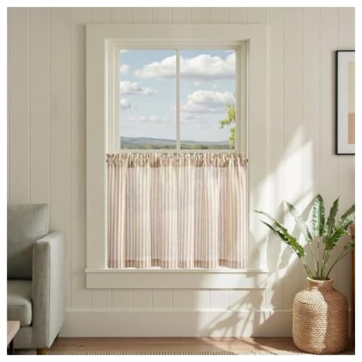 jinchan Striped Linen Kitchen Curtains
