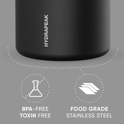 Image of Hydrapeak 32oz Stainless Steel Vacuum Insulated Food Jar for Hot Food and Cold Food, Wide Mouth Leak-Proof Soup Jar for Adults, 10 Hours Hot and 16 Hours Cold (Black)