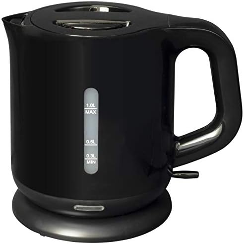 Yamazen DKE-100(B) Electric Kettle, Electric Pot, 3.3 gal (1.0 L), Living Alone, Living for Two People, Compact, Boiling Automatic Off Function, One-Touch Operation, Black
