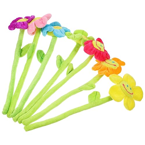 PRETYZOOM 7 Pack de flores de peluche plegable tallos de flores de peluche coloridas ramo de flores de margarita de peluche con regalo de peluche de girasol feliz para bebé niña