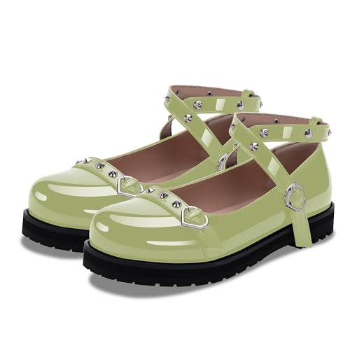 Women's Mary Janes Flats Platform Heels Ankle Strap Strappy Goth Shoes3