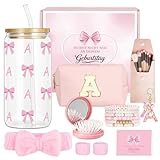 Geschenke für Mädchen Teenager 9 10 11 12 13 14+ Jahre, Geburtstagsgeschenk für Mädchen Glasbecher, 16oz Trinkglas mit Strohhalm und Deckel Schönes Geschenkset für Geburtstag Tochter Enkelin Schwester