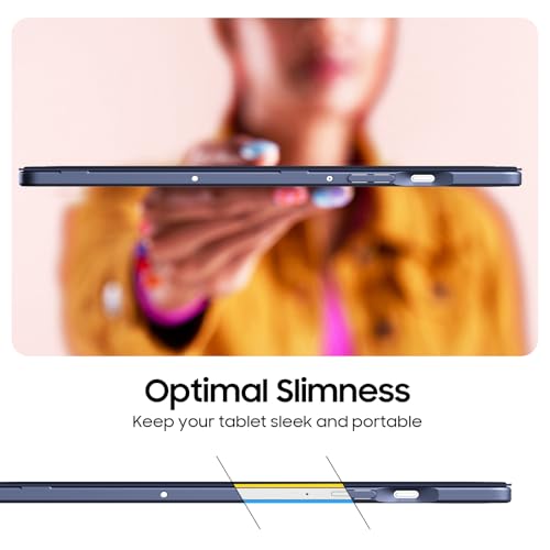 Image of Fintie Hybrid Slim Case for Samsung Galaxy Tab S9 FE 10.9 Inch /Galaxy Tab S9 11 Inch 2023 with S Pen Holder, Shockproof Cover with Clear Transparent Back Shell, Auto Wake /Sleep, Navy | with S Pen Holder Shockproof Cover with Clear Back Shell, Auto Wake /Sleep, Navy