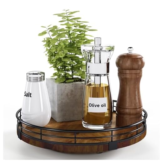 AMH 9-Inch Farmhouse Oak Lazy Susan Cabinet Organizer, Walnut Finish