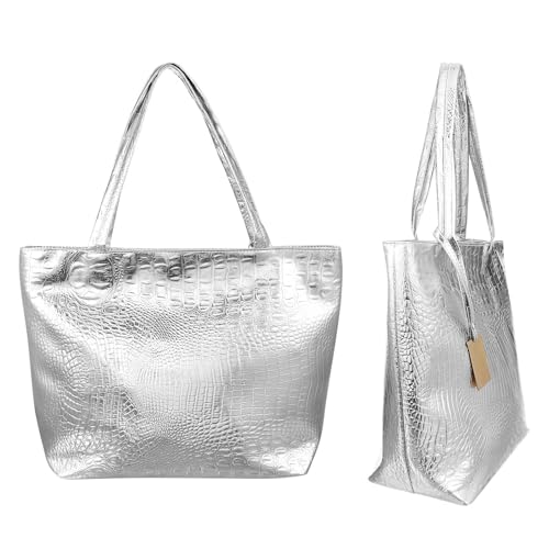 OKUMEYR Bolso de Mano Tipo Cocodrilo Diseño de Sintética para Mujer Gran Capacidad y Asa Cómoda, Adecuado para Escuela y Uso Diario