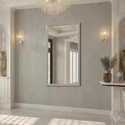 Image of DESBING 60 inch x 30 inch Brushed Silver Large Bathroom Mirror for Over Sink