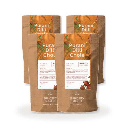 Image of Spiced Right Purani Dilli Chana /Chole Masala Powder | Pack of 4 | 100g | Blended with Traditional Indian Spice & Flavors for an Authentic Taste | Best for Cooking Sabji, Chhole, Chana, & Chickpeas.