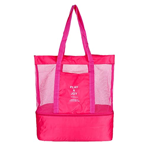 Bolsa de Praia Compartimento Térmico Telada Verão Mar Piscina Piquinique (Rosa)