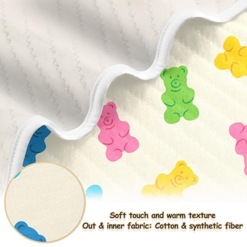 Image of Gummy Bear Jelly Candy Colorful Baby Swaddle Blanket for Boys and Girls, Muslin Baby Receiving Swaddle Blanket, Soft Cotton Nursery Swaddling Blankets for Newborn Toddler Infant