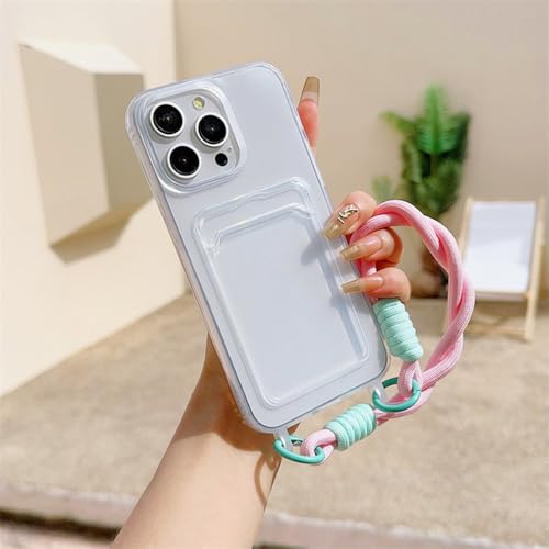 Coque cordon iPhone protège des chutes avec étui carte rose