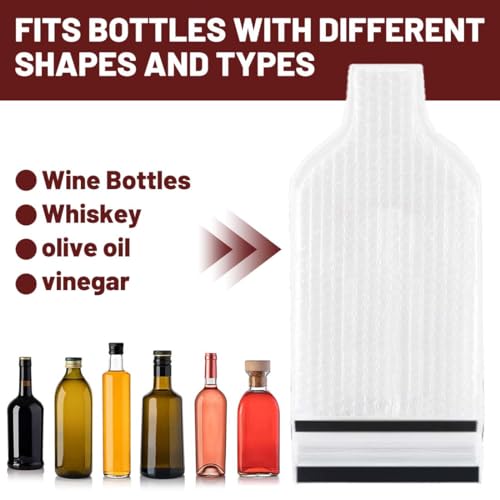 GHPKOTW 2 Weinflaschen-Schutzvorrichtungen, Wiederverwendbare Flaschenbeutel, Luftpolster Für Wein, Sichere Verpackung Und Transport, Wiederverschließbare Auslaufsichere Verpackung
