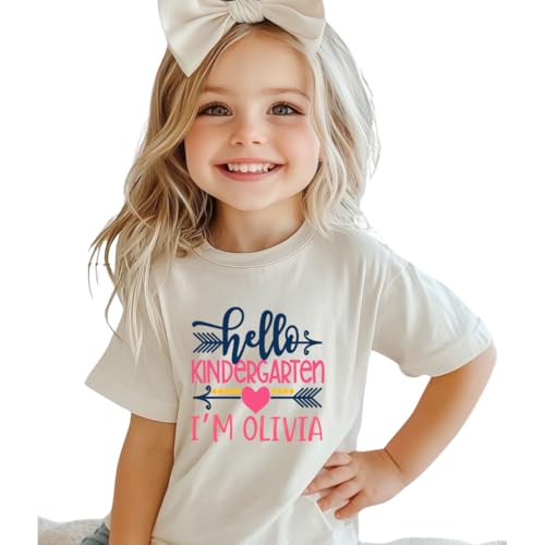 Hello Preschool Shirt, First Day Of Preschool Outfits For Girls, Personalized Back to School Outfits for Girls, Cute 1st Day Of Kindergarten Shirt, First Grade, All Grades, Gift for Kids. - Main Image