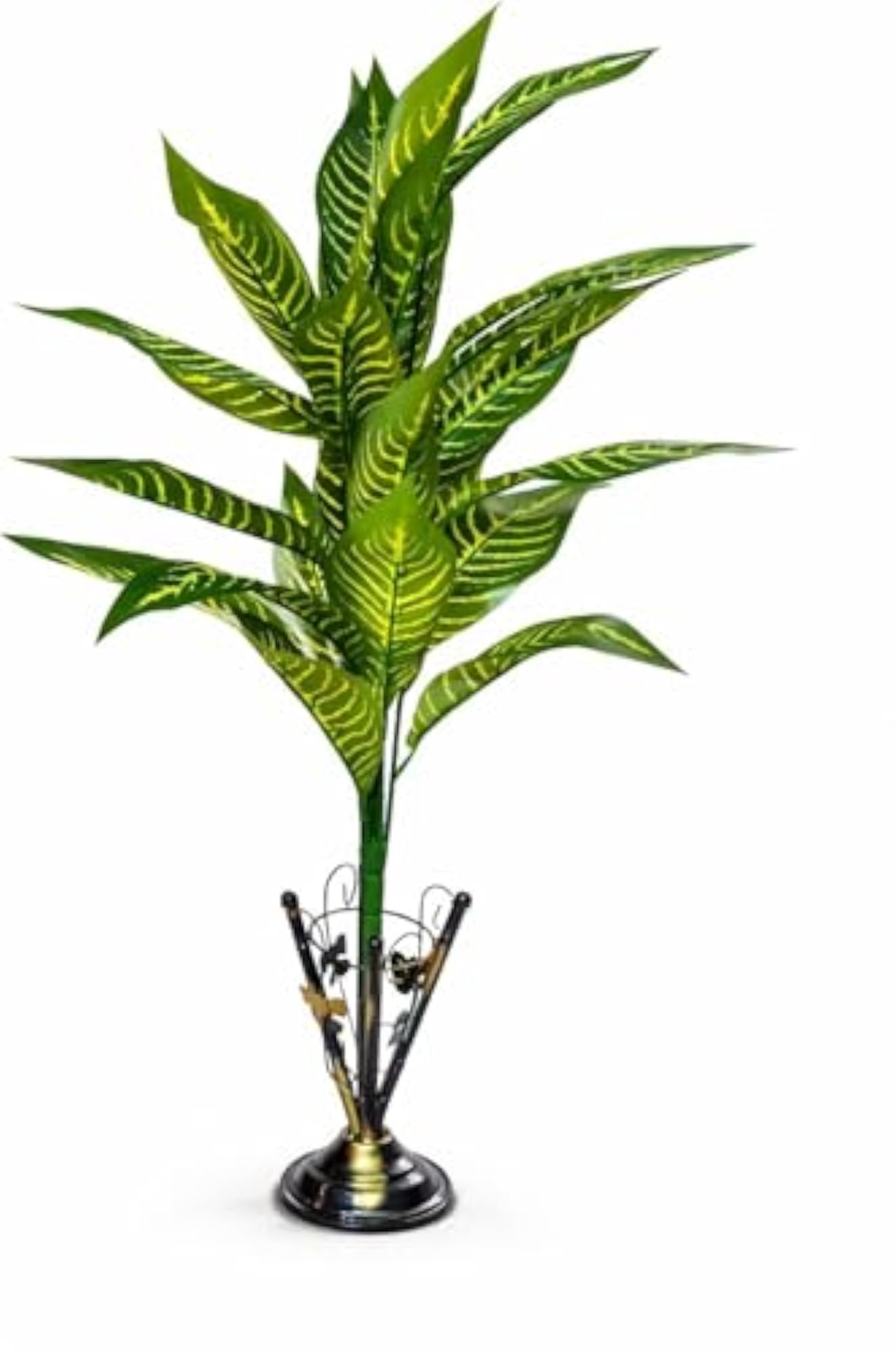 Artificial Dieffenbachia Plant with Metal Stand