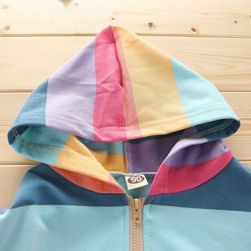 Girls Zip Up Hoodie Kids Long Sleeve Loose Rainbows Y2K Cute Fall Jacket Lightweight Preppy Back to School Hooded Coat3