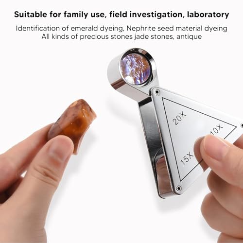 Jewellers Loupe, 10x 15x 20x Triple Lens Foldable Magnifier, Magnifying Handheld Loop - Image 3