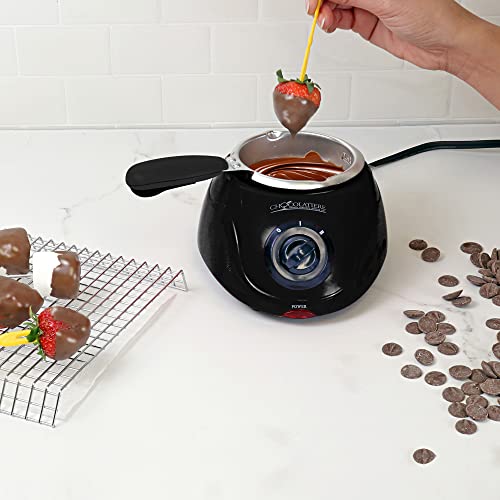 Total Chef Instant Hot Chocolate Melting Pot Fondue Sets with 8.8oz 250g Capacity Electric Small Chocolatier Machine DIY Candy Cheese Maker 32-Piece Tool Kits Kids Birthday Gifts Party Workshop Black