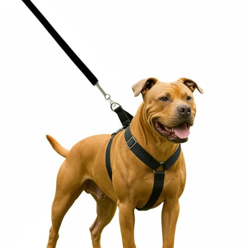 Peitoral Americano Premium para Cães Grandes, Material Super Resistente, Ajustável 360°, Sistema Anti-Puxão, com Guia (Preto)