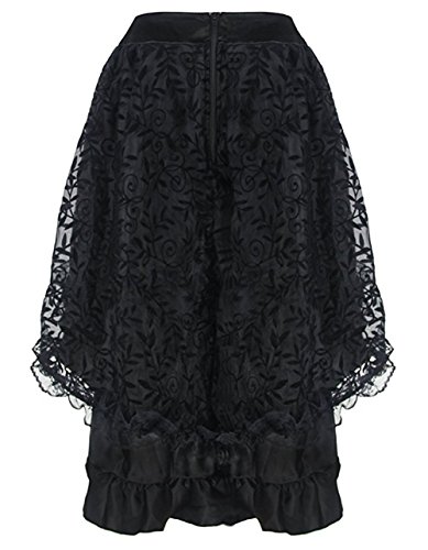 Kelvry Women's Steampunk Gothic Dress Costume Vintage Multi Layered Chiffon Skirt Plus Size Black steampunk buy now online