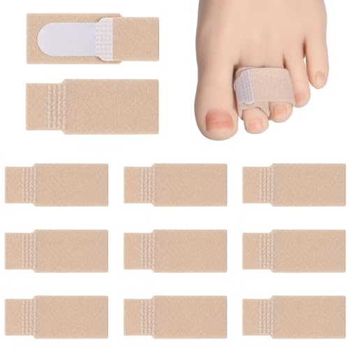Axafazup 12 Pack Fabric Hammer Toe Correctors Broken Toe Wrap Reusable Buddy Tape Splints Straightener Crooked Bent Toes Bunions Support & Protection (Skin Color)