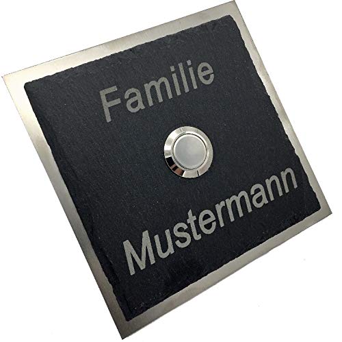 Plaque de sonnette avec gravure - Acier inoxydable Ardoise | gravé au nom ardoise Sonnette | fabriqué en Allemagne - main - Beau cadeau de Noël - Cadeau de Mariage - Cadeau d'anniversaire Cover