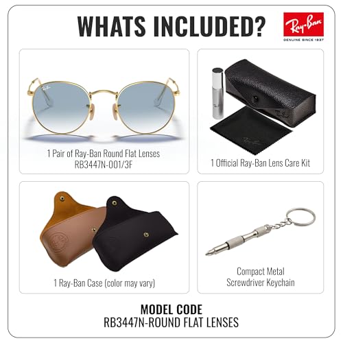 Image of Ray-Ban RB3447N ROUND FLAT LENSES Round Shaped Sunglasses for Men with Official RAYBAN Eyewear Kit