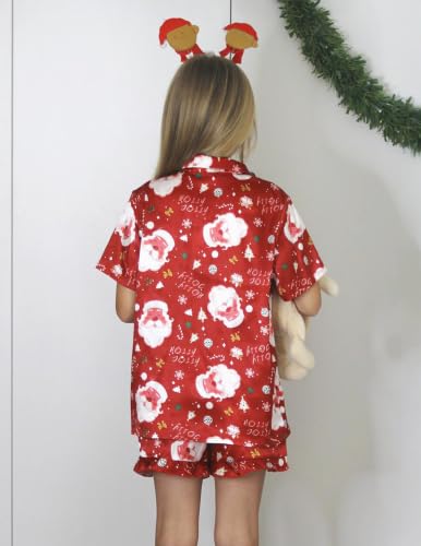 Image of Arshiner Girls Pajamas Silk Satin Pajama Set Button Pjs Ruffle Sleepwear | 2 Piece Nightwear, Silky Soft Lounge for Little & Big Kids, Ideal for Sleeping and Sleepover Party