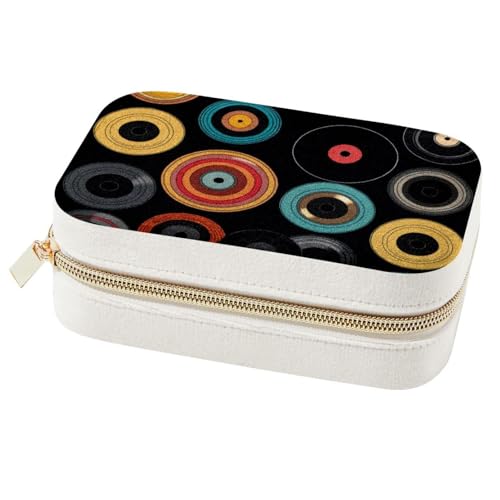 Boîte de rangement de bijoux double couche finition soignée disques noirs