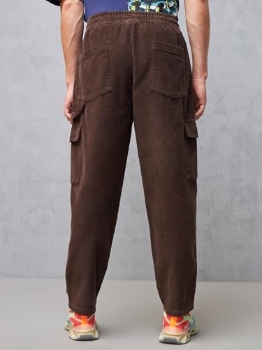 Image of Bewakoof Men's Oversized Fit Mid Rise Cotton Cargo Pant| Loose Fit Street-Style Comfort | Utility Pockets | Everyday Wear