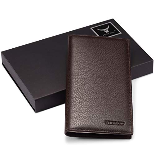 Image of HISCOW Minimalist Checkbook Cover - Full Grain Leather (Pebbled Coffee)