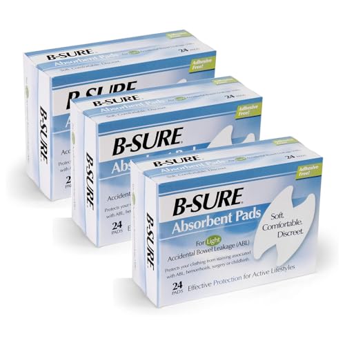 Incontinence Absorbent Liner Pads for Anal Leakage Light Absorbency Protects Against Clothing Stains from ABL Hemorrhoids Surgery or Postpartum Recovery - 72 Pads Total (3 Boxes of 24)