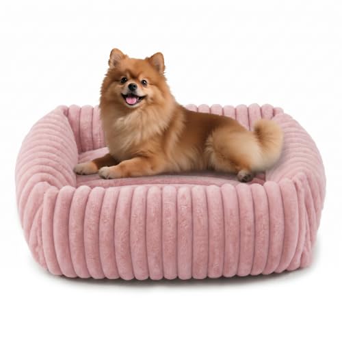 Image of FURTIME Dog Bed for Small Medium Dog, Washable Orthopedic Pet Bed with Removable Cover, Rectangle Soft Calming Sleeping Puppy Bed Durable Pet Cuddler with Anti-Slip Bottom