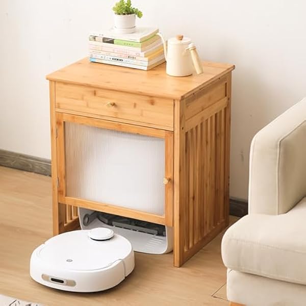 Bambusowa szafka próżniowa do robota, inteligentny stojak do zamiatania podłóg, nowoczesny stolik pomocniczy do salonu i biura