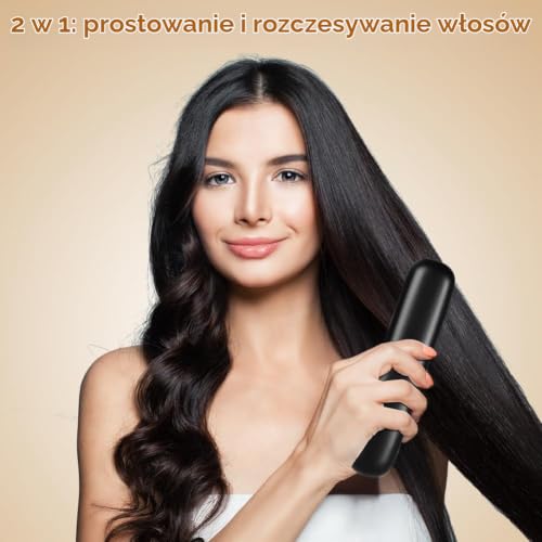 LOPHE Szczotka do prostowania włosów, bezprzewodowa przenośna mini szczotka do prostowania włosów z wyświetlaczem 3 regu