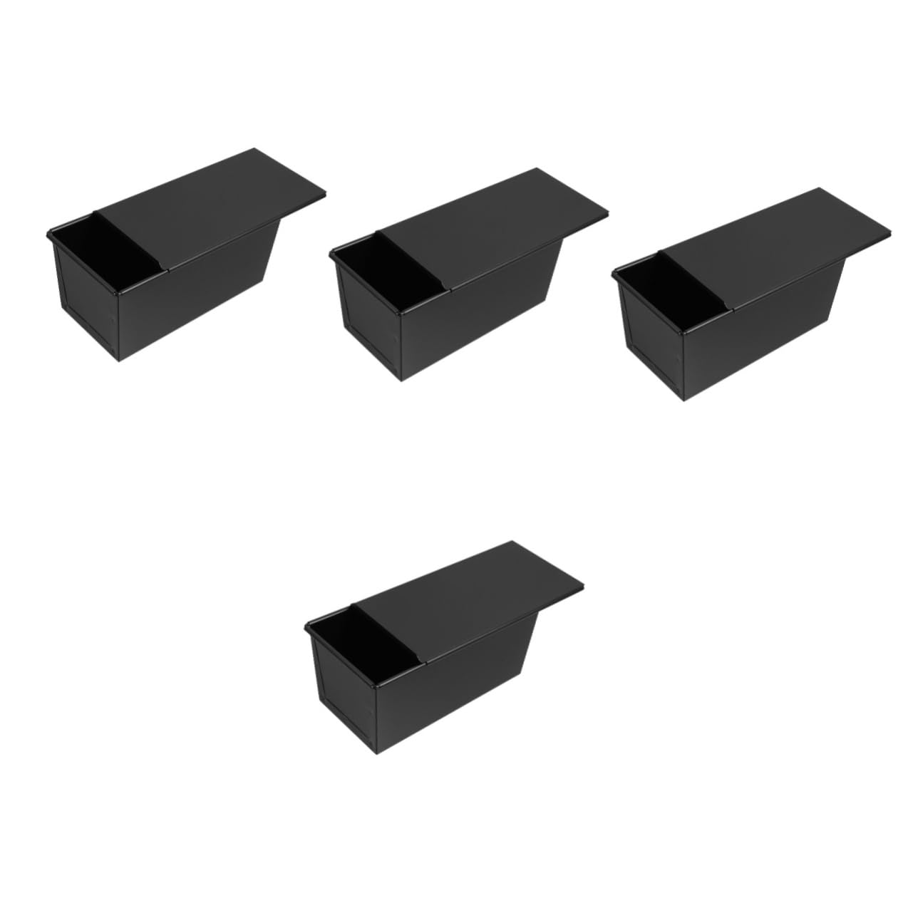 ABOOFAN 4 Stück Toastform toastbrot backform brotform Toasterform Backform mit Deckel loaf pan Brotbackform wiederverwendbare Toastpfanne Toast-Backform Kastenform aus Metall Eisen Black