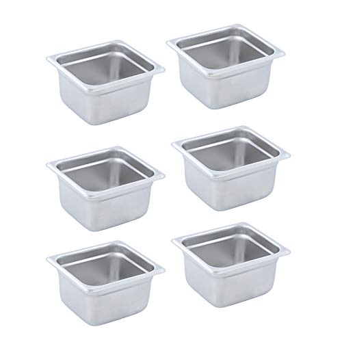 Aplancee Steam Pan 1/6 Size x 4 Inch Deep 6 Pack NSF Stainless Steel Anti-Jamming Food Cooking Pan (More Sizes & Lid Options)