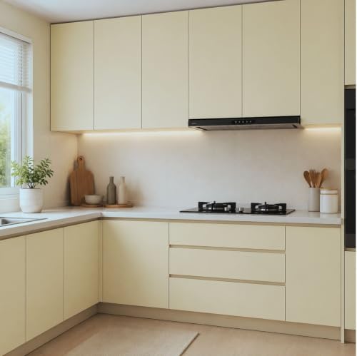 Image of WISDOM Beige Matt Wallpaper Peel & Stick Wallpaper Self Adhesive Decorative Vinyl Waterproof for Kitchen Cabinet Furniture Countertop (Matte Beige, 24x120 Inches)