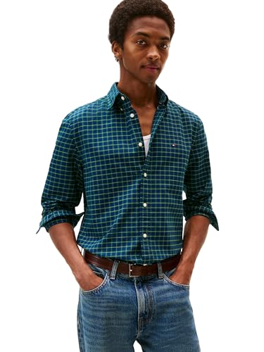 Image of Tommy Hilfiger Men's Long Sleeve Oxford Shirts in Regular Fit, Men's Button Down Shirts, Also Available in Big and Tall
