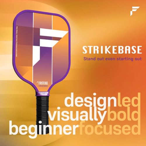 Image of StrikeBase Fibreglass Pickleball Paddle | Wide Body Pickle Ball Racket | Grit Painted Surface | Dual-Tone Edge Guard | Lightweight (Sunset Orange)-16MM