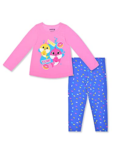 Nickelodeon Baby Shark Girls’ Long Sleeve Shirt And Legging Set For Infant And Toddler – Pink/Blue #TOP17